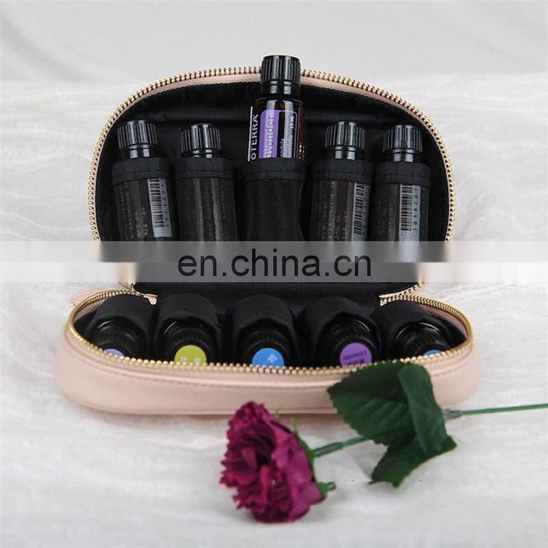 Multifunctional leather carrying 10 bottles corduroy essential oil bag in cosmetic bag promotion real manufacturer zhejiang Chin