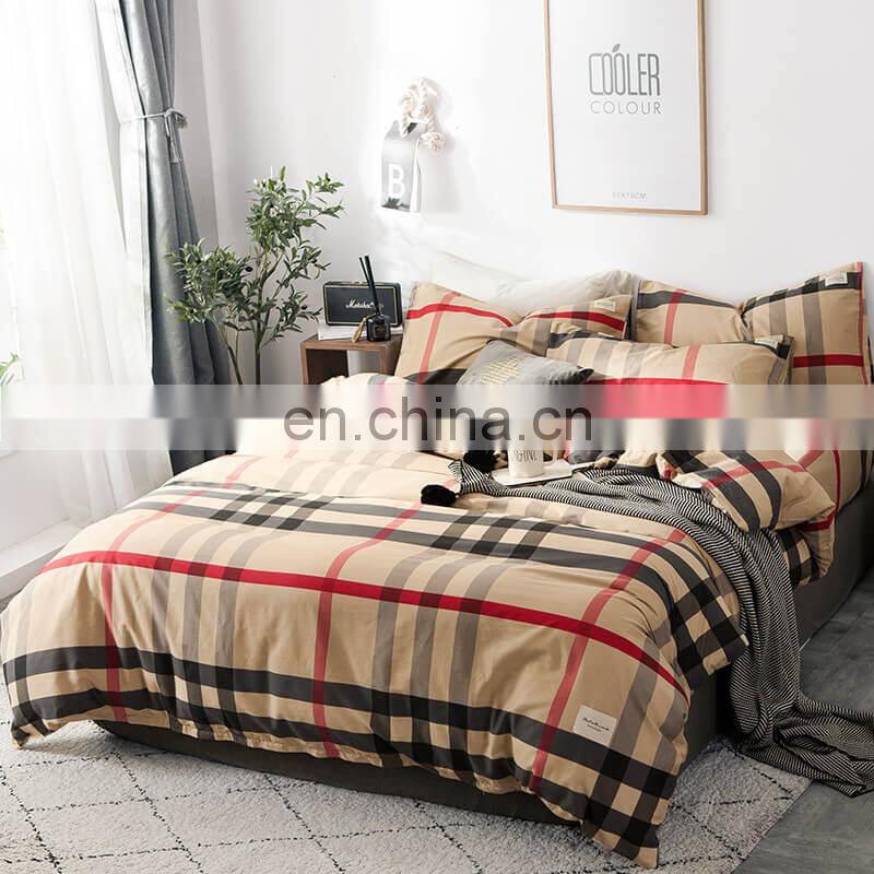 i@home Ins nordic white striped print cotton duvet bedsheets bedding set