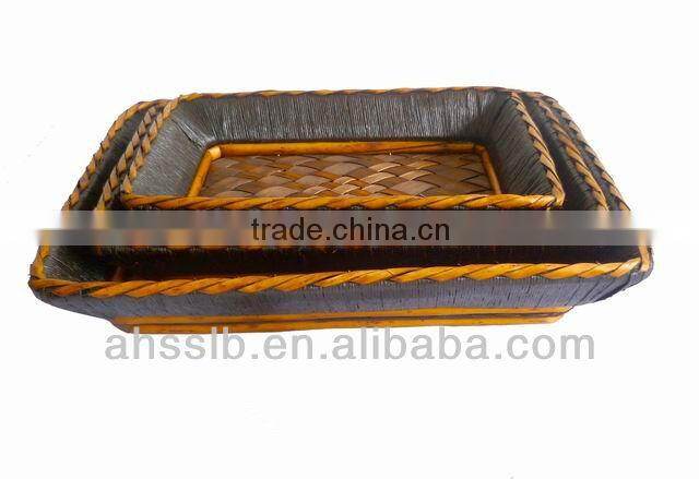 2013 new style wholesale elegat various shaped willow wicker and woodchip storage plate