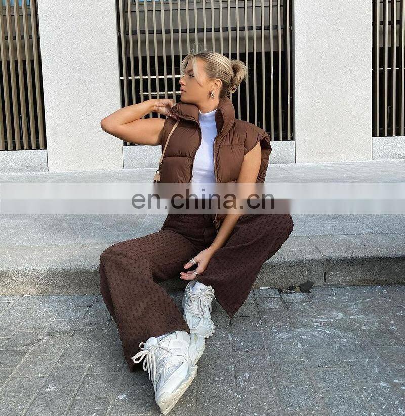 Wholesale custom LOGO ladies fall/winter stand-up collar padded down cotton vest vest sleeveless waistcoat plus size jacket