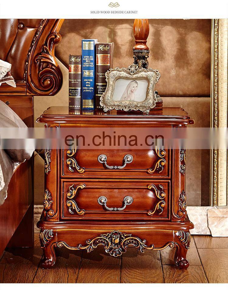 American Oka Solid wood bedroom bed Classic design Royal leather double bed