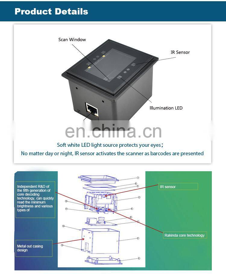 High Speed Oem Scan Engine 2D RS232 Barcode Scanner Module USB 32 Bit Stock CMOS