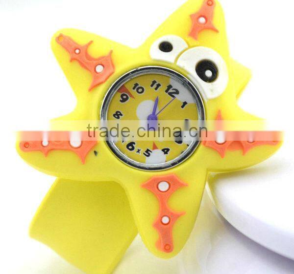 cute starfish slap watch glass face quartz movt silicone strap long strap wrist watch