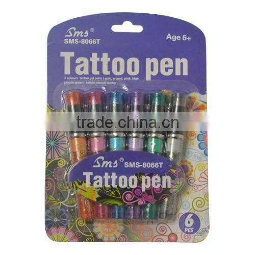 Best selling plastic promotional tattoo gel pen