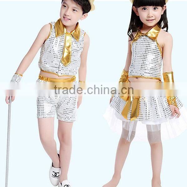 In stock girls and boys sequined jazz dance costume Modern dance costume modern dance costumes