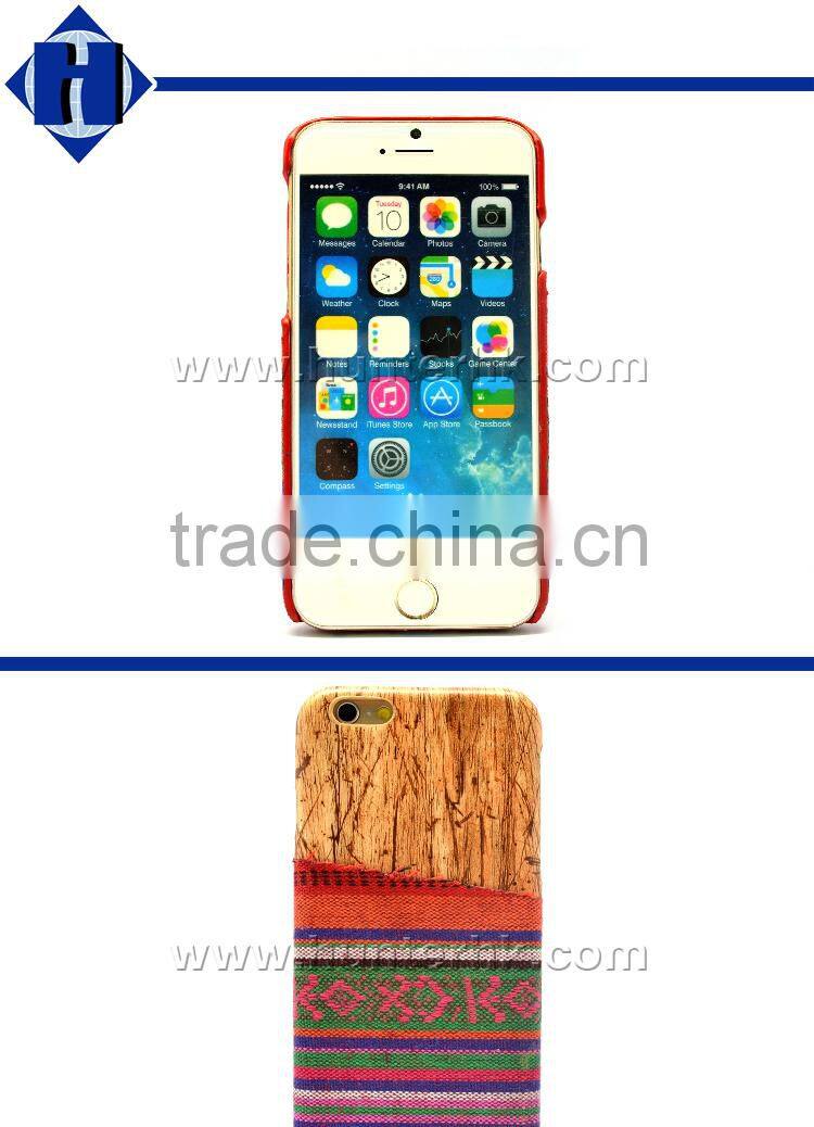 Wood+Fabric Credit Card Slot Case For IP 6