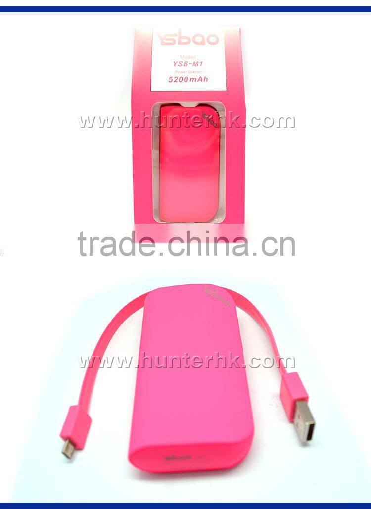 Bright Color Single USB 5200MAH Ysbao Power Bank