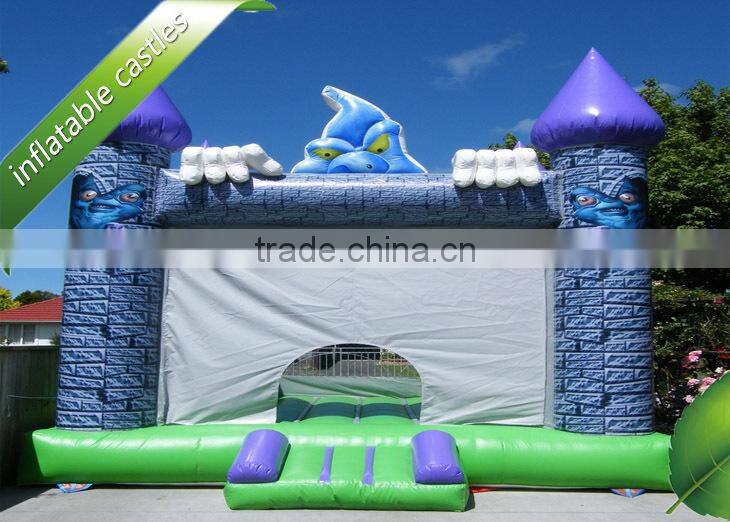 Blue playground inflatable castle bouncer, jumping castles