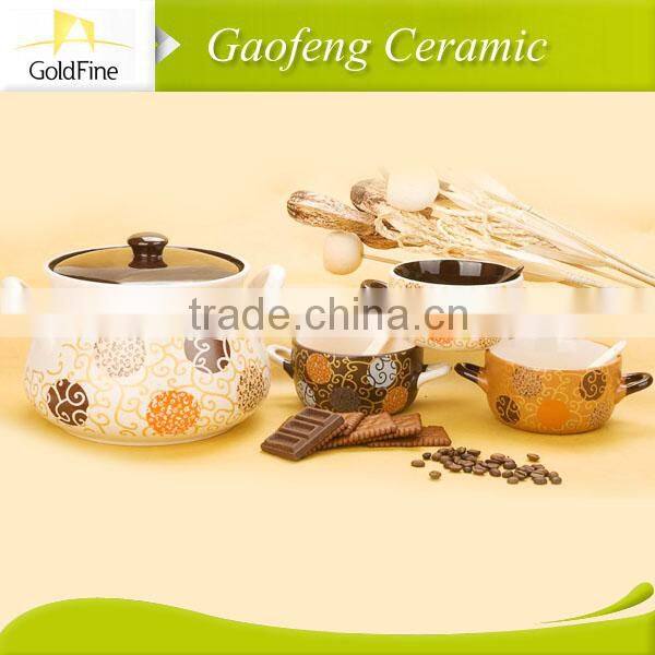 hand-painted ceramic soup mug with lid