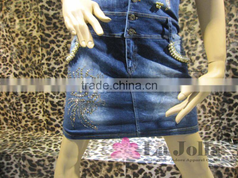 2016 Summer Hot Drilled Braces Denim Dresses for women