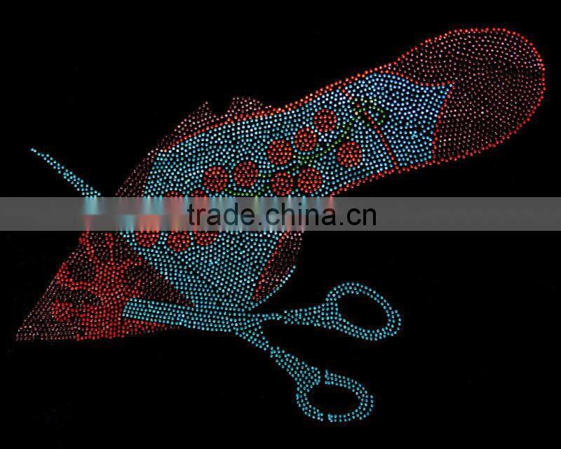 Shoes shape colorful rhinestones transfer motif design