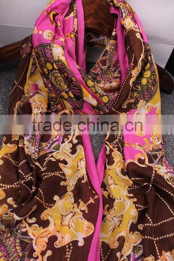 Charm Rose Color Printing Tassel Style Sun-proof Beach Pashmina Scarf