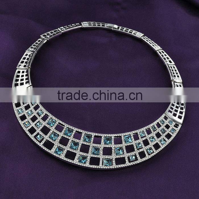 New model choker gold crystal latest design saudi gold jewelry necklace