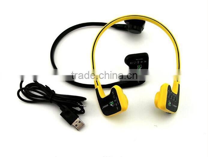 Super Advanced Bone Conduction Bluetooth Headset Mp3 Player with 8GB Memory and 10M Waterproof