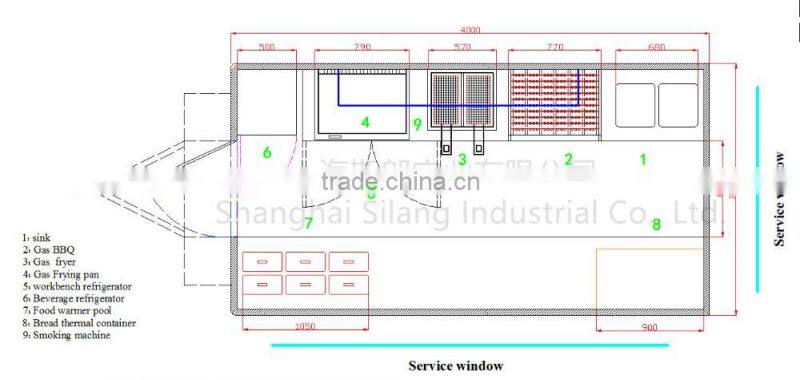 blue food cart beach food truck hot dog Hamburger ice cream cart Blue multi-function mobile food trucks Room the food truck