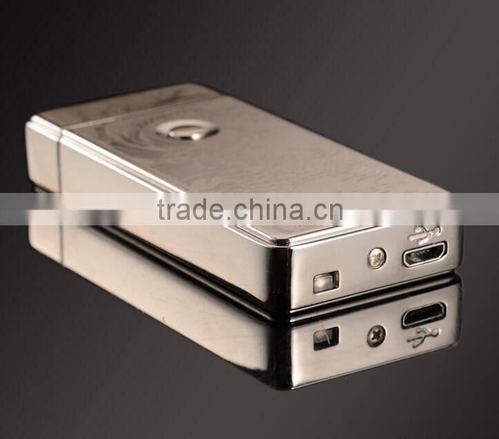 Fashion Double Pulse Arc Metal Ultra-Thin USB Lighter Creative Charging Electronic Cigarette Lighters Gift Box