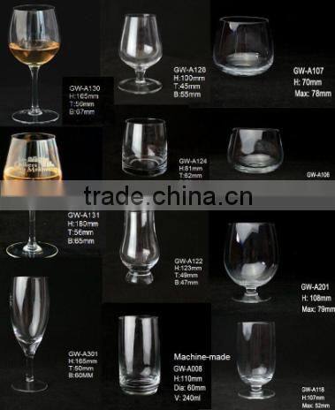 Stemmed wine glass for Airline; Inflight glass cup for wine