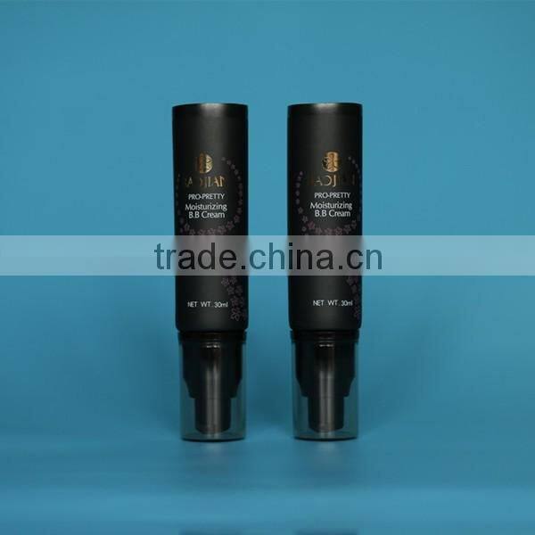 High quality 30mm black PE plastic cosmetic packaging tubes with airless pump
