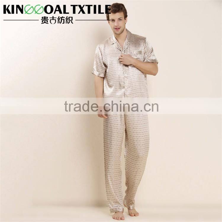 19mm High Grade Male's Long Classic 100% Silk Jacquard Pajama