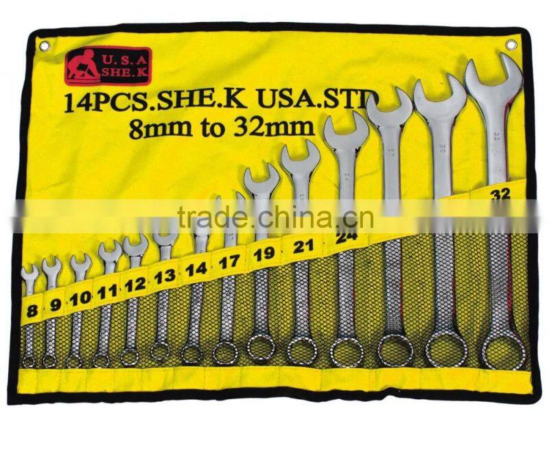 HongKong SHE.K 14pcs double open end combination wrench