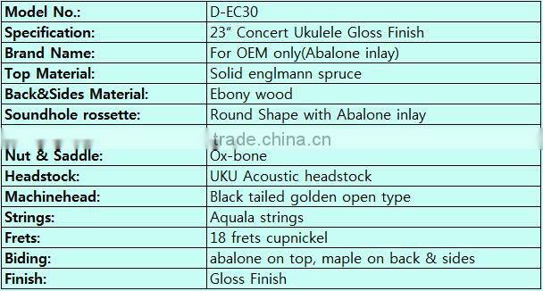23 inch concert ebony wooden ukulele not plastic ukulele