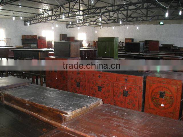 Chinese antique four drawer four door Tibet Cabinet with dragon painting