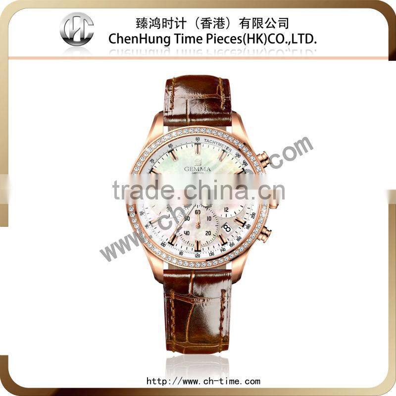 Elegance ladies bracelet genuine leather wrist watch for girls diamante watch diamond quartz geneva swiss factory