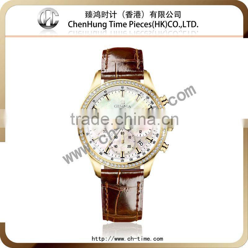 Elegance ladies bracelet genuine leather wrist watch for girls diamante watch diamond quartz geneva swiss factory