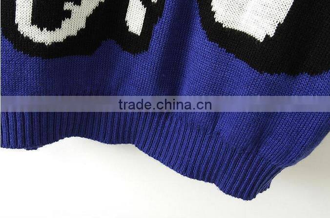 2014 new arrival more fashion plus size loose crew neck woolen sweater new designs for ladies