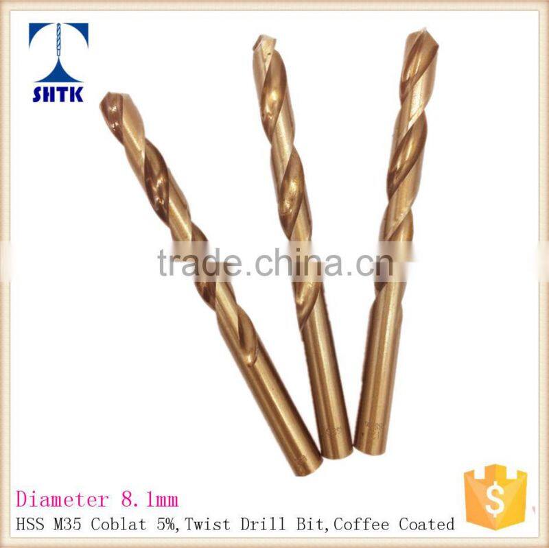 M35 cobalt, drill bit, factory direct supply, twist drill bit Dia 8.1mm