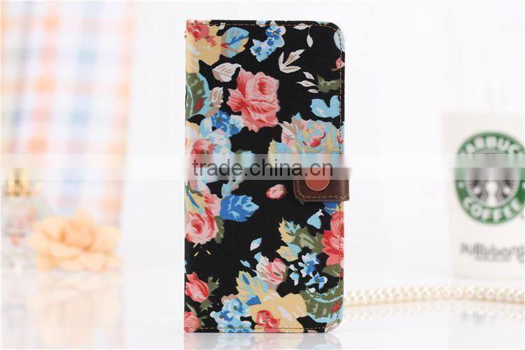 OEM and ODM Flower Pattern Purse Leather Case for iPhone 6 F-IPHLC020