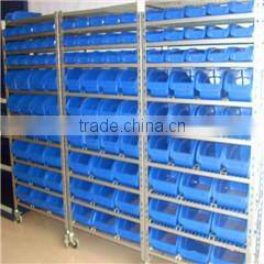 Plastic spare parts bins for warehouse storage