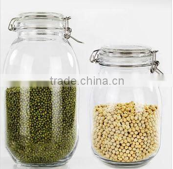 clamp and clear glass jar with lid