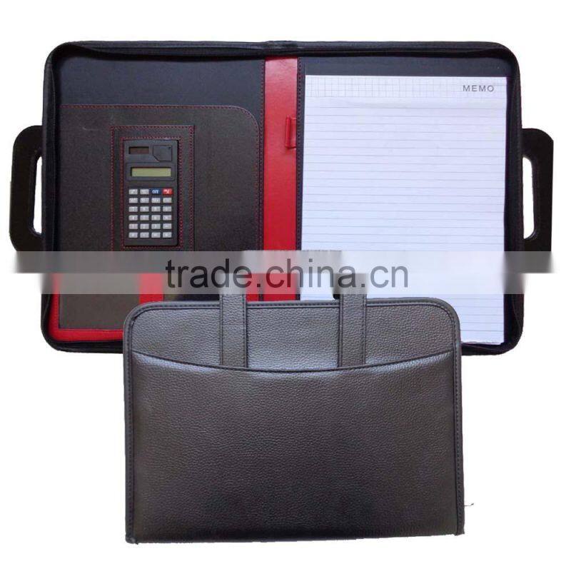 Custom Design Handle A4 Leather Bound Padfolio Folder