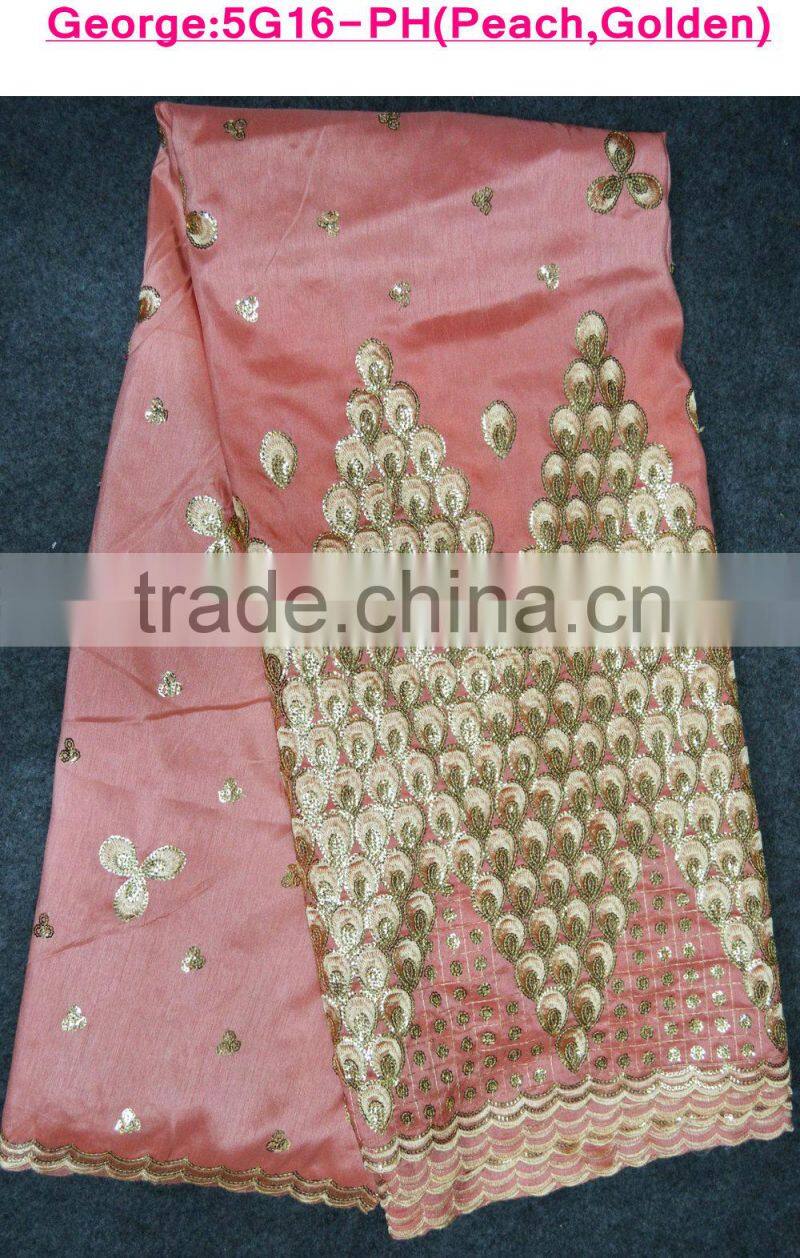 bule and silver metallic george lace fabric