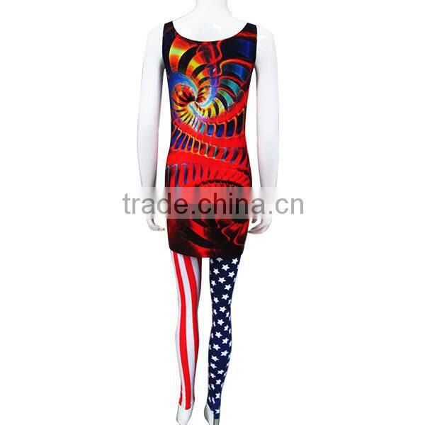 Blue sublimation printed custom design fashion uniform dress casual dress