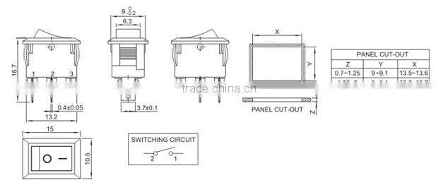 Single pole 2 pin rocker switch