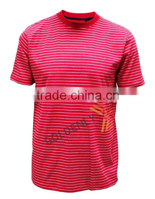 Men's round neck casual strips yarn dye T-shirt made in China