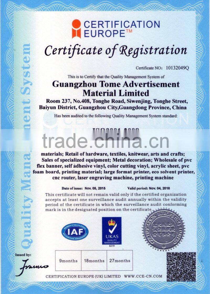 High quality 420g grey back PET film for digital printing