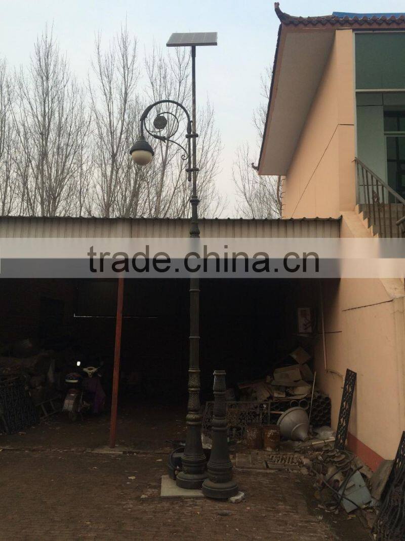 cast iron solar Decorative street lamp post/cast aluminum solar lamp pole/street and garden solar lamp pole
