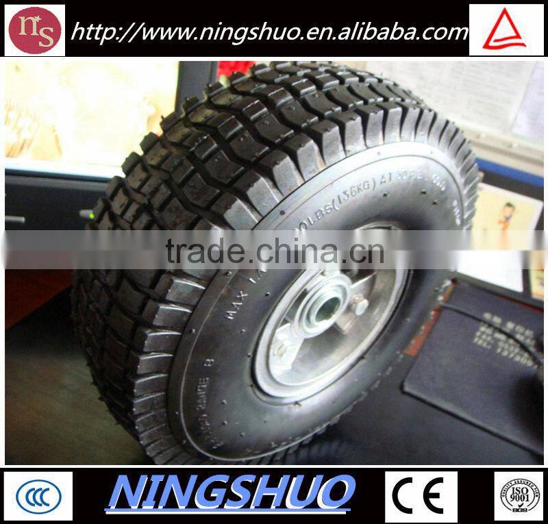 Made in china small pneumatic rubber wheel for hand trolley with metal rim