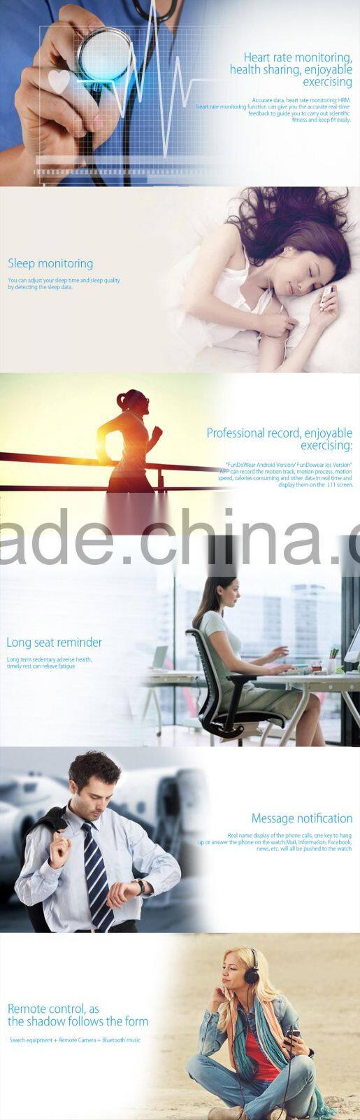 2016 New Smart Watch IP65 Waterproof with Heart Rate Monitor Smartwatch Premium