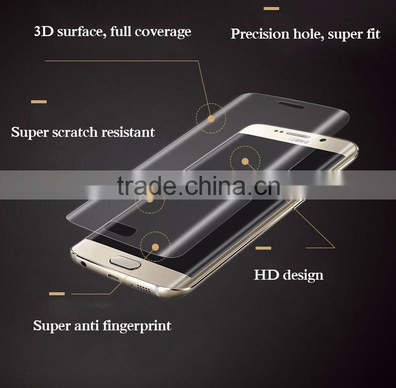 Full Cover Clear Screen Protector 0.2mm 3D Curved Toughened Film Guard Tempered Glass For Samsung Galaxy S6 Edge Plus