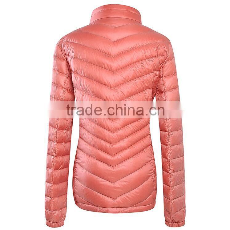 Custom Women Pink Ultra Light Duck Down Jacket