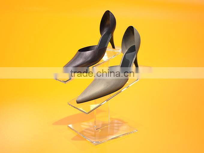 fashion slant exquisite design acrylic shoe display stand rack/plastic shoe rack