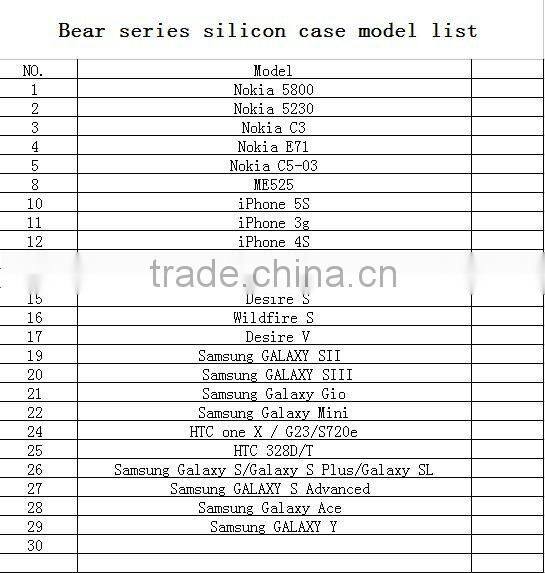 cute bear silicon case for mobile phone