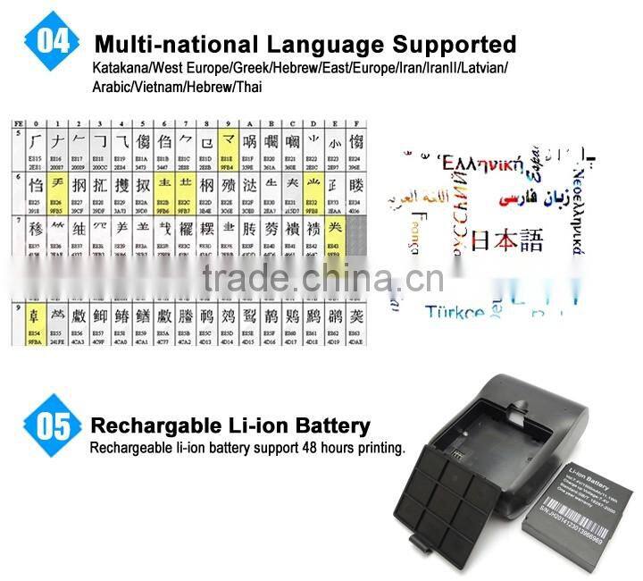 Support Thai Printing Mobile Receipt Printer Wireless Bluetooth Printer Pos System IMP006
