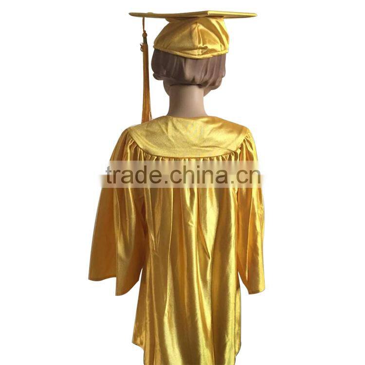 Hot High school Child Shiny Graduation cap and gown