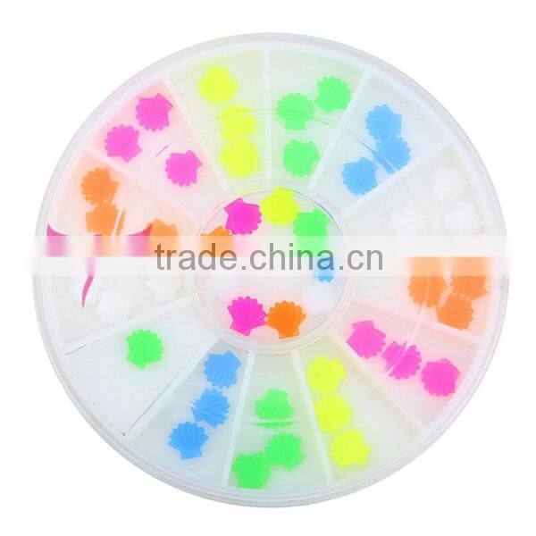 Colorful Neon nail shell decoration,3d nail art decoration 2015 YIWU Jinhua