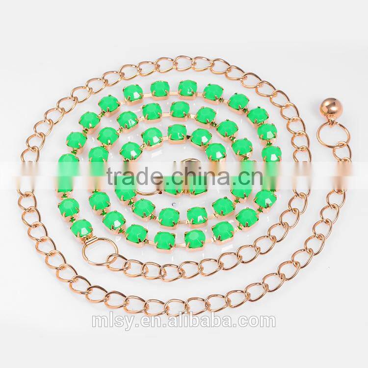 Delicate green diamand metal link Ornament Chain Brightness F1-80024